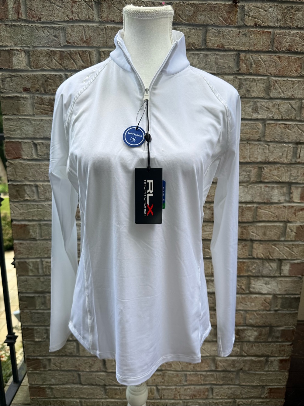 Ralph Lauren RLX Women's White Long-Sleeve Quarter-Zip Top